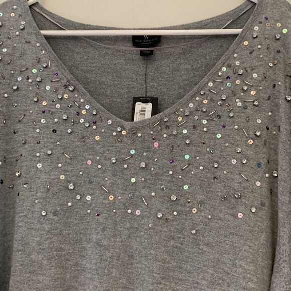 Worthington gray long sleeve sequined sweater Size 3X NWT - Picture 3 of 8